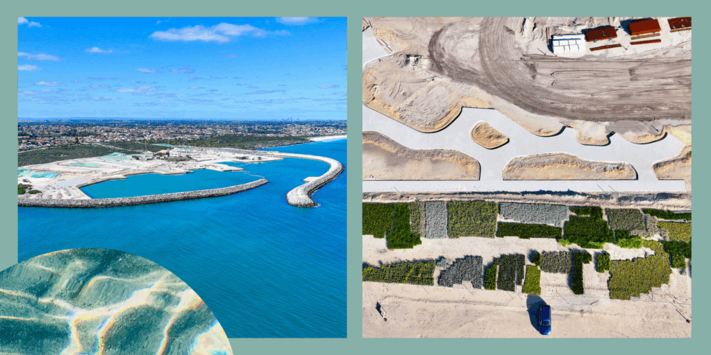 Ocean Reef Marina (left) and curved pathways throughout the site (right)